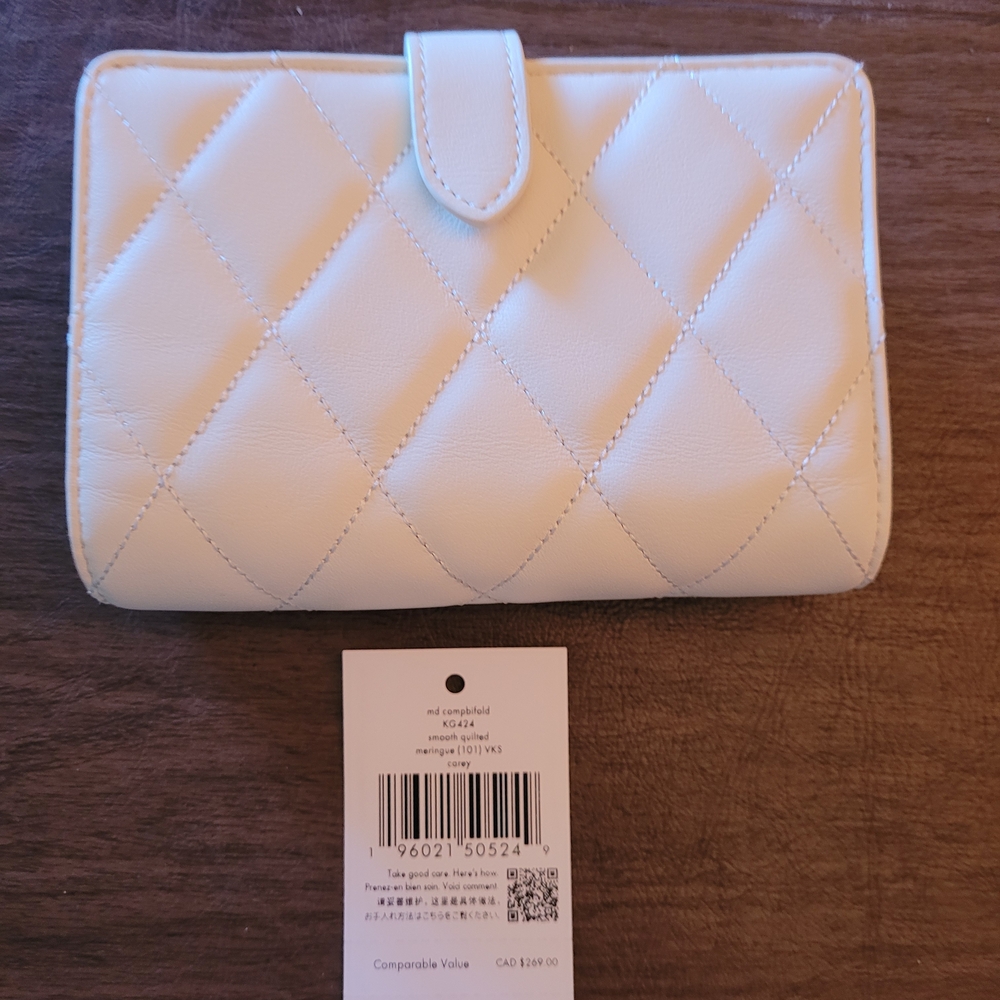 kate spade White Quilted Wallet with Snap